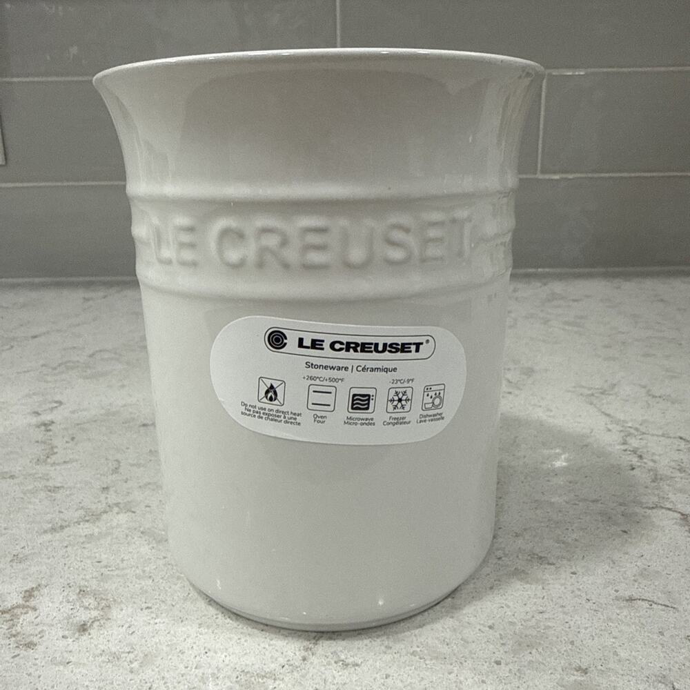 Le Creuset WHITE Stoneware Utensil Crock Holder 1L Second Choix NEW Vase